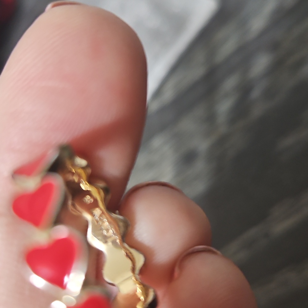 J Crew Hearts Red Gold Ring 8 - Picture 3 of 3